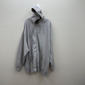King Size Gray Full Zip Hoodie Hooded Sweatshirt Mens size 7XL Big